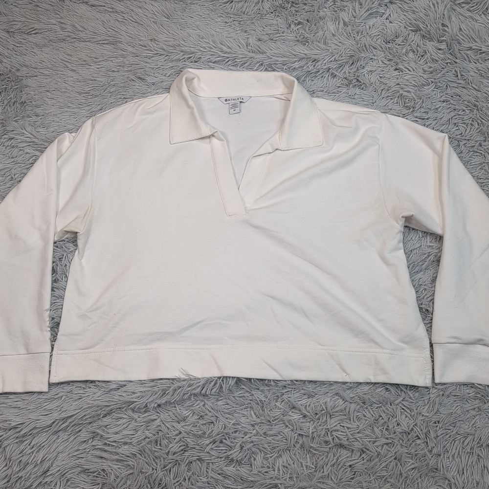 Athleta Shirt Womens M White Athletic Stretch Active Wear Performance Semi Sheer